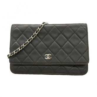 Chanel Black Leather Chain/Shoulder Wallet (Pre-Owned)
