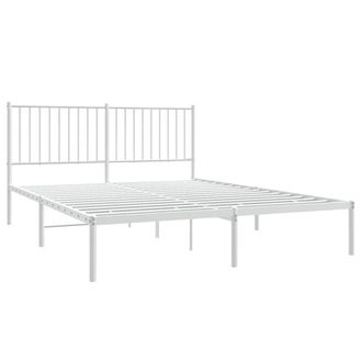 Berkfield Home Metal Bed Frame with Headboard White 160x200 cm