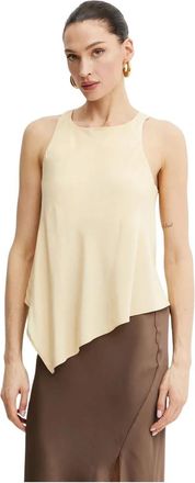 Patrizia Pepe Mouwloze Top - Dames - Tops zonder mouwen - Beige - M - Leer - Tops