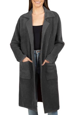 Love Token Joe Fuzzy Cardigan In Charcoal