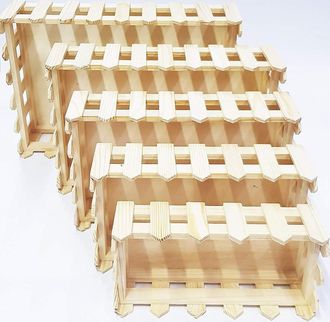 Trade Shop Trade Shop - Cestino Legno 5 Pezzi Rf64893 Matrioska Rettangolare Cassetta Portaoggetti