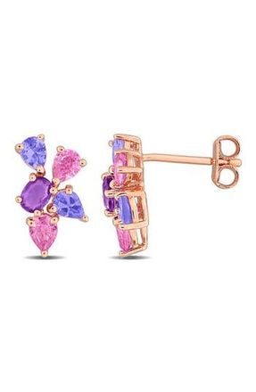 Delmar Semiprecious Stone Cluster Stud Earrings in Purple at Nordstrom Rack