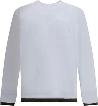 sacai T-shirt a maniche lunghe con taschino - Bianco