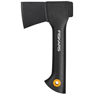 Fiskars Ascia da Campeggio, Solid, Fodero per la Lama e il Trasporto, Rivestimento Antiaderente, Lama in Acciaio/Manico in Plastica Rinforzata con