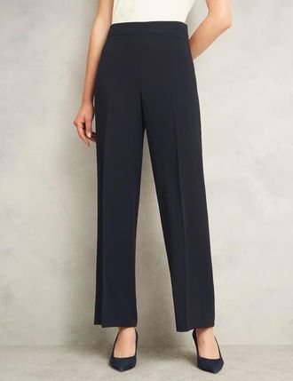 Hobbs London Mel Wide Trouser in Navy at Nordstrom, Size 14