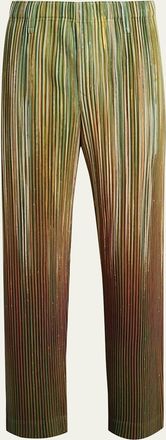 Homme Pliss&eacute; Issey Miyake Mens Paintbrush Agate-Print Pleated Trousers