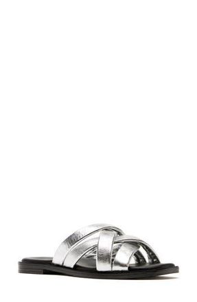 La Canadienne Fox Slide Sandal in Silver Leather at Nordstrom Rack, Size 11