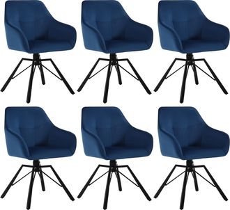 Woltu Woltu - Silla De Comedor Giratoria 360&deg; 6x, Sill&oacute;n De Terciopelo, Azul