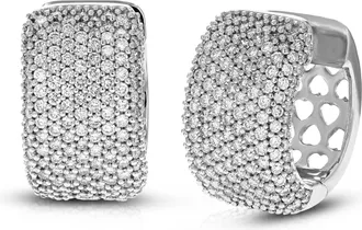 Vir Jewels 3 cttw Lab Grown Diamond Hoop Earrings in Sterling Silver With Hidden Post For Women