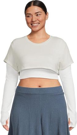 Free People Movement Double Double Layer Womens Workout White : MD (Womens 8-10), Cotton/Elastane