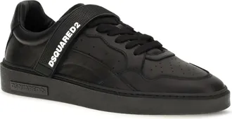 Dsquared2 Mens Leather Strap Sneakers Nero+nero