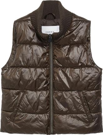 Comma Puffer Vest met Ritszakken - Dames - Bodywarmers - Bruin - 3XL - Polyester - Jassen