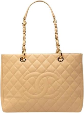 Chanel Pre-owned Vintage Shoulder Bag - Dames - Vintage Shopper - Beige - ONE Size - Leer - Vintage