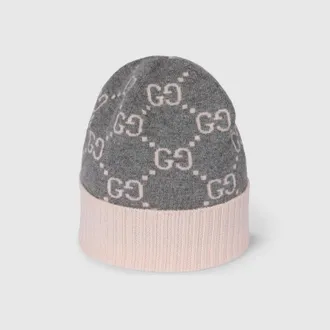 Gucci GG Cashmere Jacquard Hat, Grey
