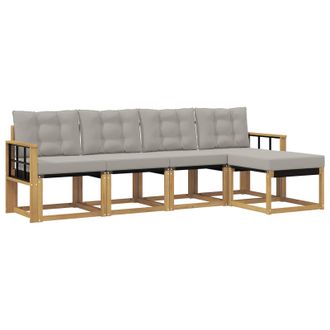 vidaXL Conjunto De Sof&aacute;s De Exterior 5 Pcs Blanco Y Gris Claro Vidaxl