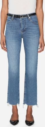 Frame Denim Ruler Cropped Jeans In Stash Destructed Fray