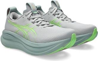 Asics GEL-NIMBUS 28 Running Shoe in Cloud Grey/Illuminate Green at Nordstrom, Size 11.5