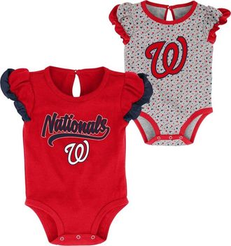Outerstuff Girls Newborn Red/Heathered Gray Washington Nationals Scream & Shout Two-Pack Bodysuit Set at Nordstrom, Size 6-9M