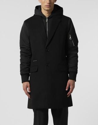 Philipp Plein Single Breast Hooded Coat Men in Black at Nordstrom, Size Xx-Large Eu