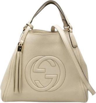 Gucci Pre-owned Handbags, female, Beige, Size: ONE SIZE Pre-owned Soho Satchel