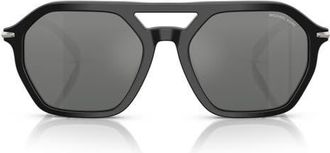 Michael Kors Jackson Hole 57mm Pilot Sunglasses in Black /Silver Flash Gradient at Nordstrom