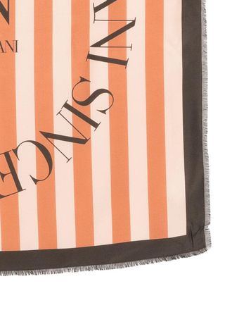 Emporio Armani Icon Logo-Print Silk Scarf - Coral