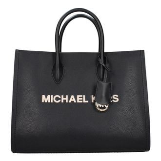 Michael Kors Mirella Medium Gekorreld Leren Tote - Dames - Tassen - Zwart - Maat: ONE Size Katoen