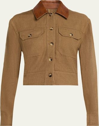 SIMKHAI Derby Cropped Linen Jacket