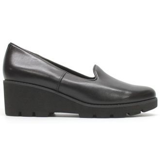 Vionic Willa Wedge Leather Womens Loafers Shoes - Black - Size:UK 6.5