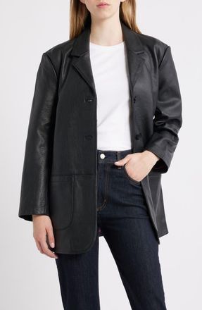 Schott NYC Oversize Leather Blazer in Black at Nordstrom, Size Xx-Large