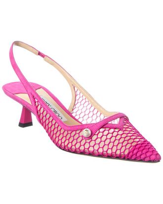 Jimmy Choo London Amita 45 Mesh & Leather Slingback Pump