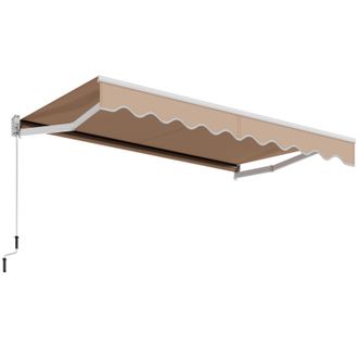 Costway Costway Retractable Awning Aluminum Patio Sun Shade w/ Crank Handle in Beige