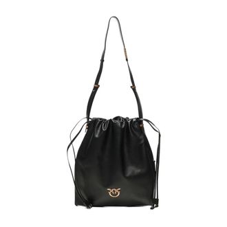 Pinko Slouchy Classic Bag - Dames - Schoudertassen - Zwart - ONE Size - Katoen - Tassen
