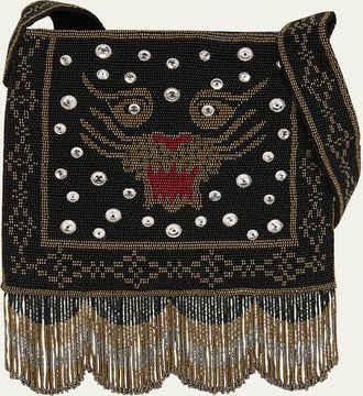Valentino Garavani Nellcote Small Beaded Fringed Shoulder Bag