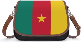 Generic Flag of Cameroon Crossbody Bag Womens Handbag PU Message Bags Shoulder Purse with Adjustable Strap