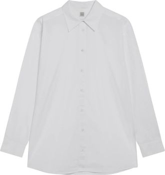 Toteme Classic Tumbled Shirt - Dames - Overhemden - Wit - 2XS - Katoen - Overhemden