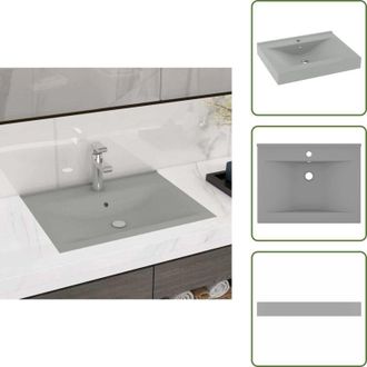 vidaXL The Living Store Lavabo con Foro Rubinetto Grigio Chiaro Opaco 60x46 cm Ceramica - Lavabo in ceramica