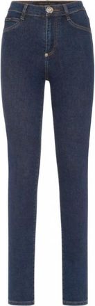 Philipp Plein Jeans - Dames - Slim Fit Jeans - Blauw - W28 - Leer - Jeans