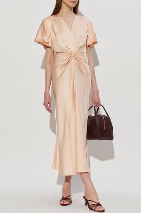 Victoria Beckham Satin Dress With Draping, Womens, Pink