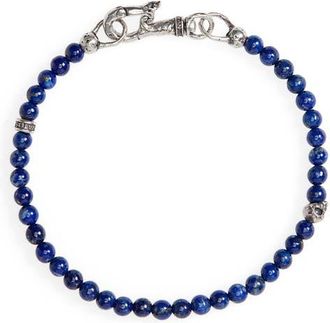 John Varvatos Skull Bead Bracelet in Silver at Nordstrom