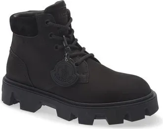 Moncler Peak City Nubuck & Suede Ankle Boot in Black at Nordstrom, Size 45