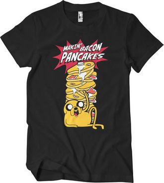 Adventure Time Officially Licensed Makin Bacon Pancakes Mens T-Shirt (Black), XX-Large