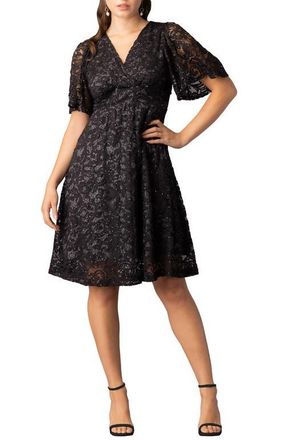Kiyonna Starry Sequin Lace Cocktail Dress in Storm Grey at Nordstrom, Size X-Large