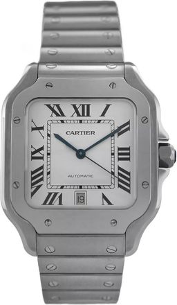 Cartier Pre-owned Cartier Santos Silvered Opaline Dial Mens Watch WSSA0018