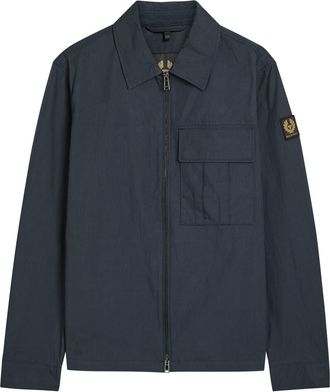 Belstaff Cargo Logo-appliqu&eacute;d Cotton-blend Overshirt - Navy - Xxl