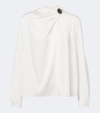 Vince Blusa de sat&eacute;n en mezcla de seda fruncida