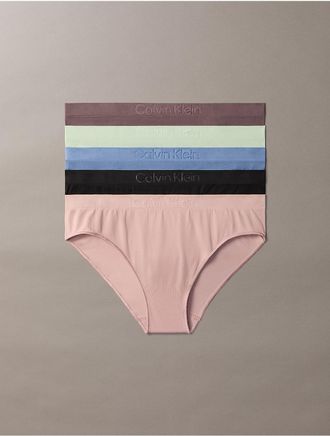 Calvin Klein Womens Bonded Flex Seamless 5-Pack Mixed Bikini Brief - Light/Pastel Green - XL