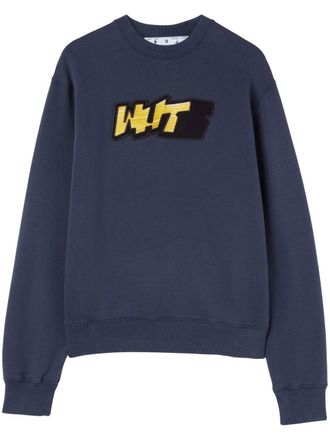 Off-white logo-print crew neck sweatshirt - men - Cotton/Cotton/Elastane - S - Blue