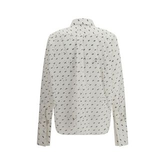 GCDS Womens White Cotton Pattern Shirt