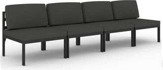 vidaXL Sof&aacute; De Jard&iacute;n De 4 Plazas Con Cojines Aluminio Gris Antracita Vidaxl